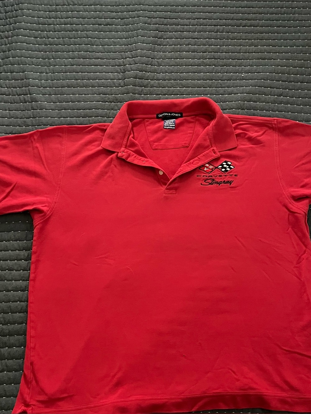 Vintage Red Corvette Stingray polo shirt with embroidered logo, 2XL